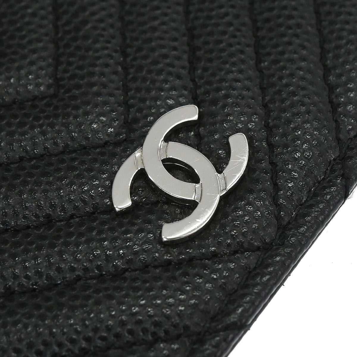 Chanel 2012 Black Caviar Skin Chevron WOC Wallet on Chain Bag