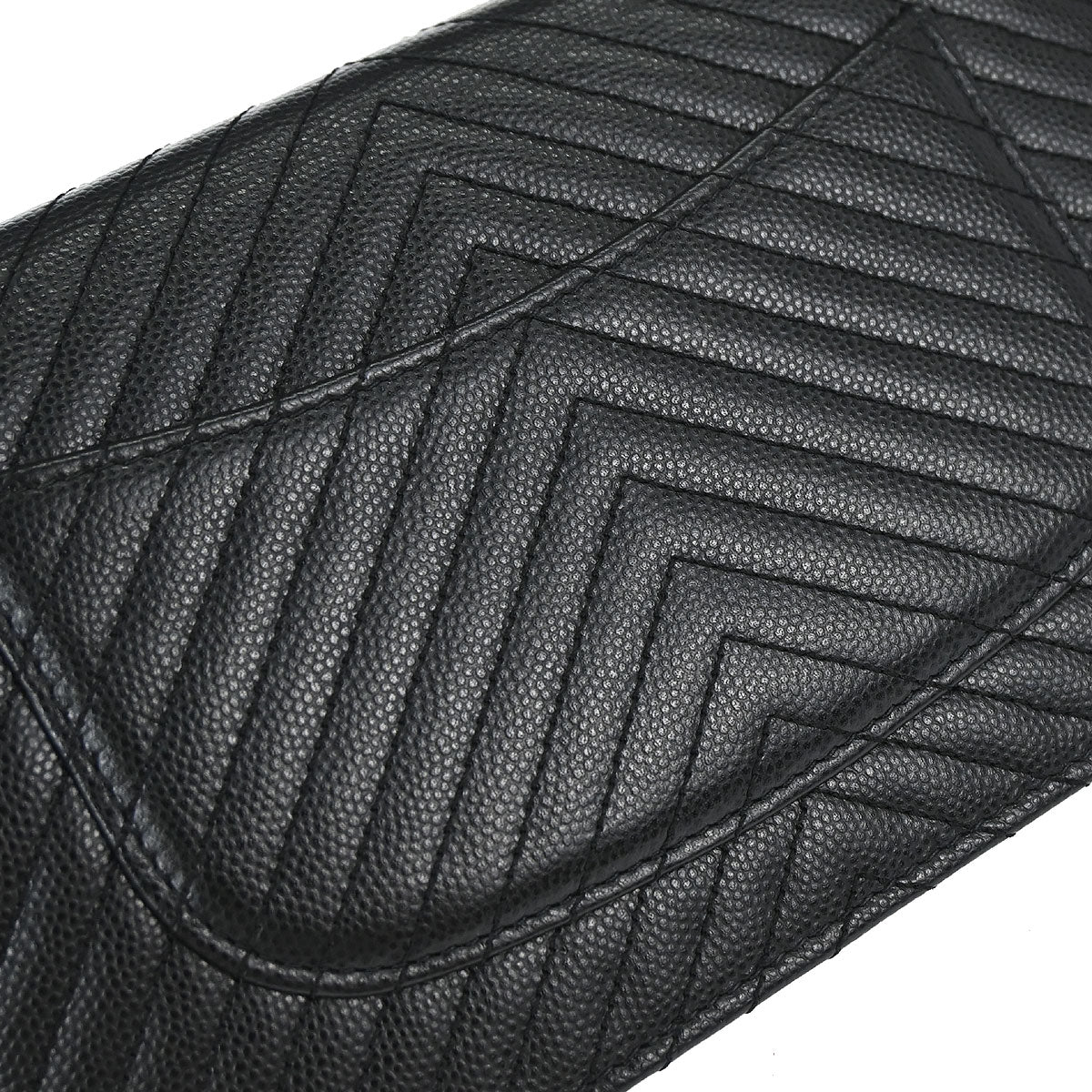 Chanel 2012 Black Caviar Skin Chevron WOC Wallet on Chain Bag