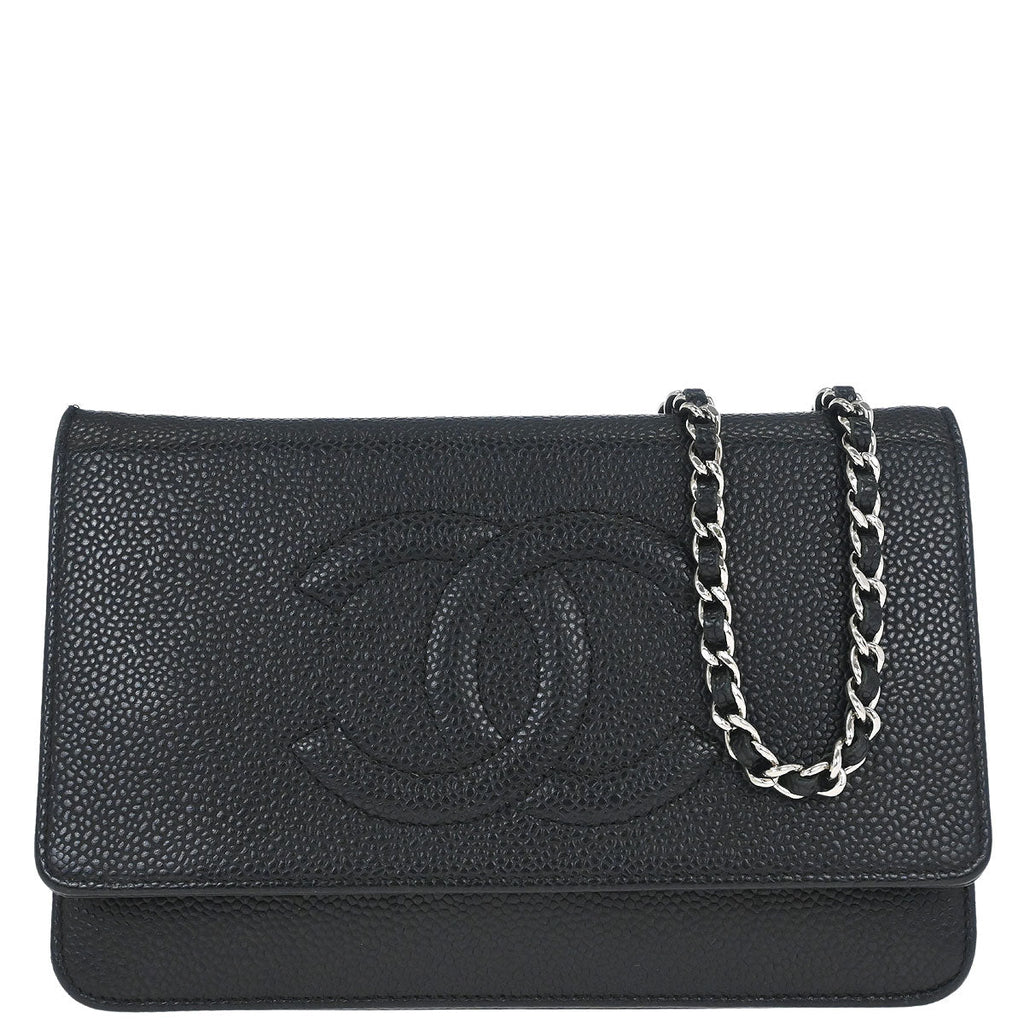 Chanel 2014 Black Caviar Timeless WOC Wallet on Chain Bag