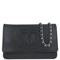 Chanel 2014 Black Caviar Timeless WOC Wallet on Chain Bag