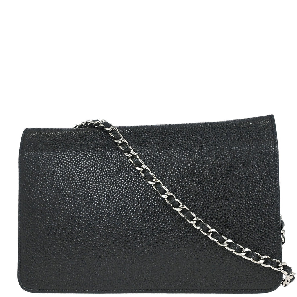 Chanel 2014 Black Caviar Timeless WOC Wallet on Chain Bag