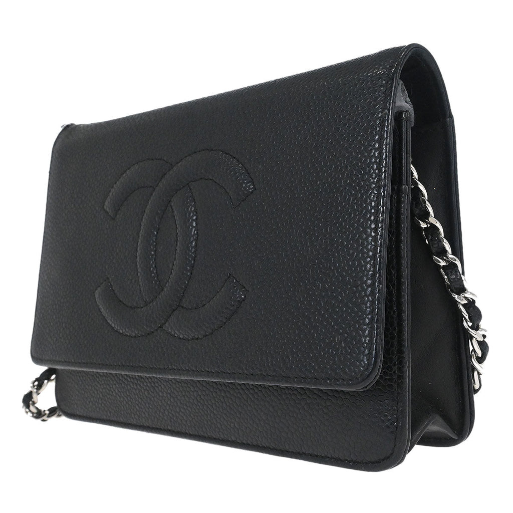 Chanel 2014 Black Caviar Timeless WOC Wallet on Chain Bag