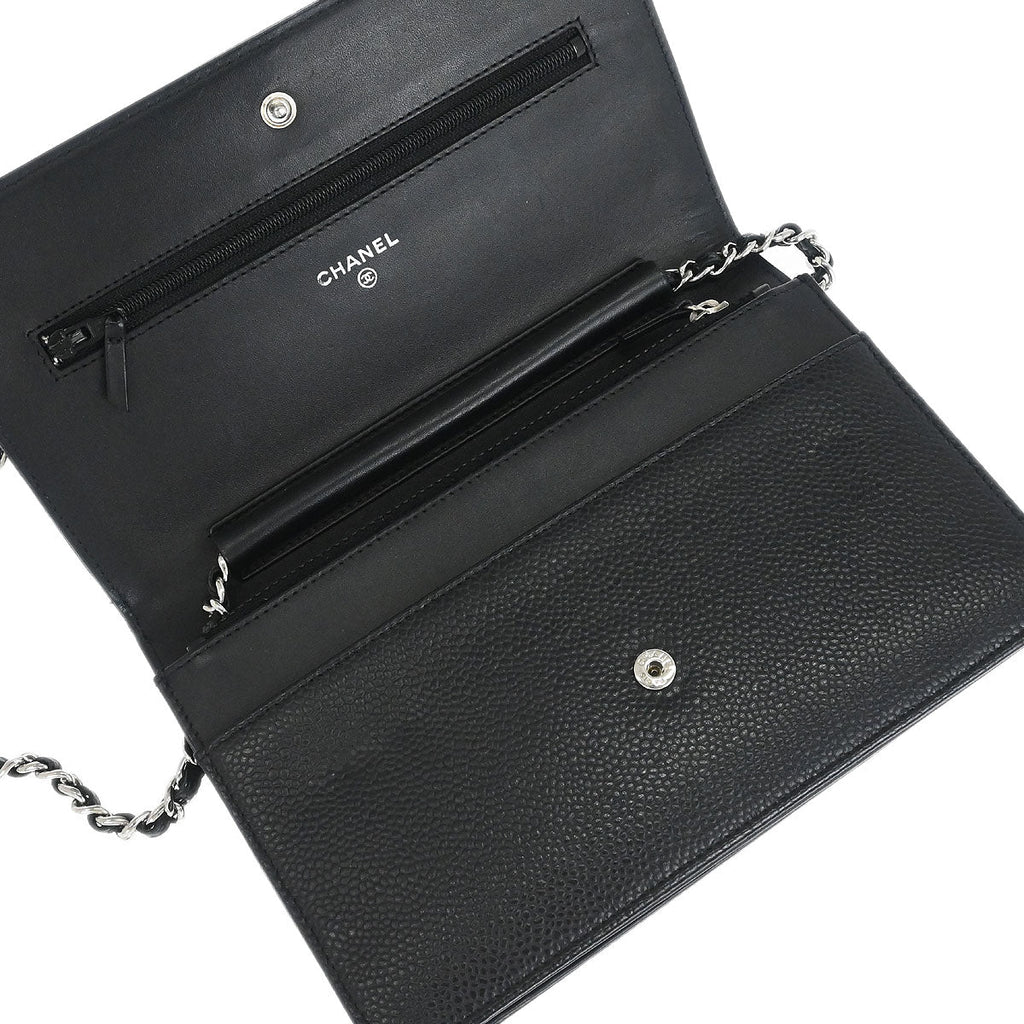 Chanel 2014 Black Caviar Timeless WOC Wallet on Chain Bag