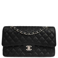 Chanel 2019 Black Caviar Medium Classic Double Flap Shoulder Bag