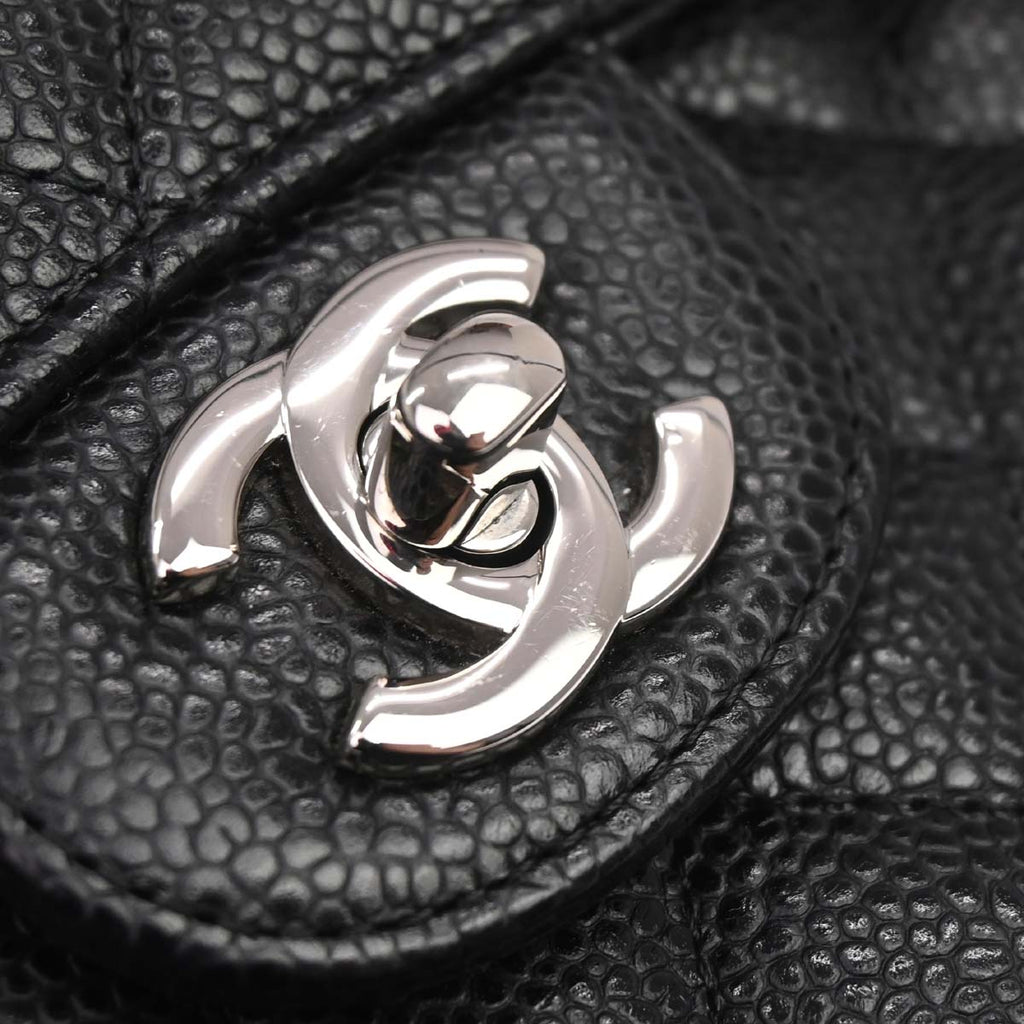 Chanel 2019 Black Caviar Medium Classic Double Flap Shoulder Bag