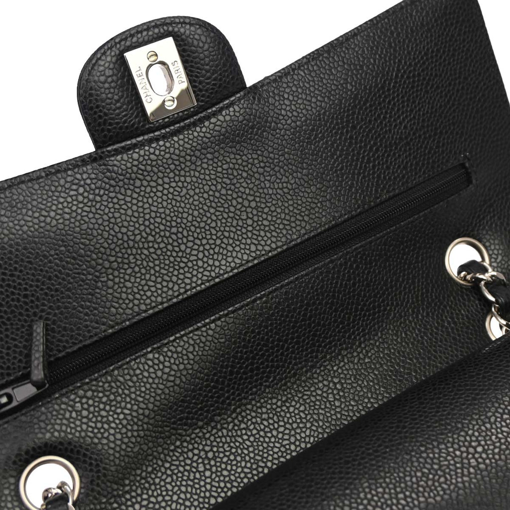 Chanel 2019 Black Caviar Medium Classic Double Flap Shoulder Bag