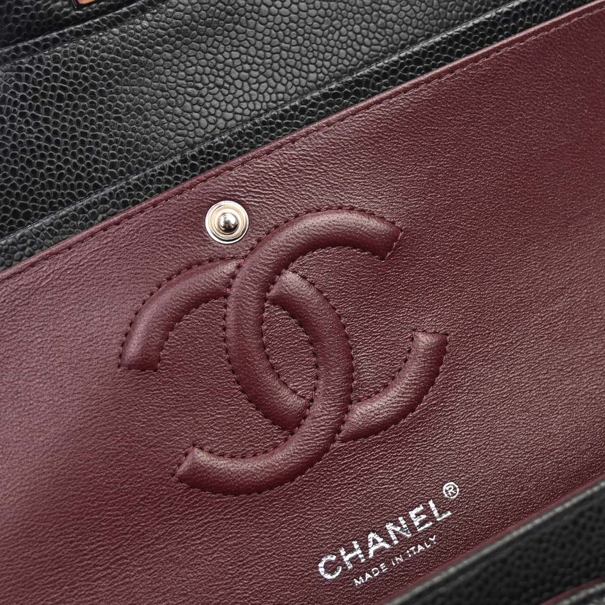 Chanel 2019 Black Caviar Medium Classic Double Flap Shoulder Bag