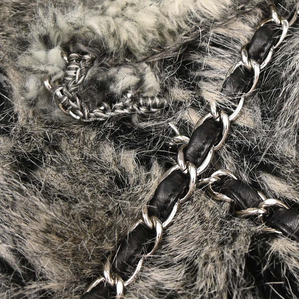 Chanel Gray Artificial Fur Arctic Fantasy Tote Handbag