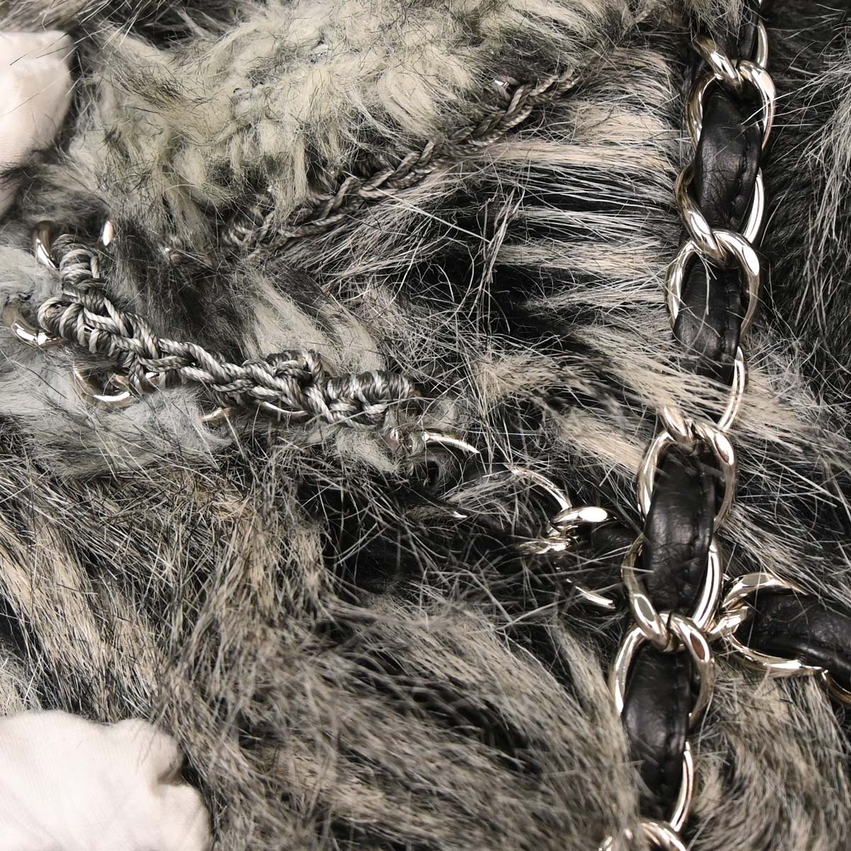 Chanel Gray Artificial Fur Arctic Fantasy Tote Handbag