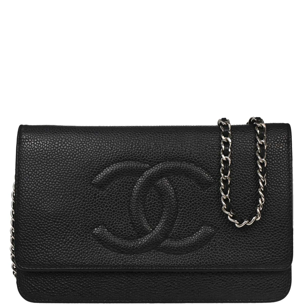Chanel 2012 Black Caviar Timeless WOC Wallet on Chain Shoulder Bag