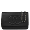 Chanel 2012 Black Caviar Timeless WOC Wallet on Chain Shoulder Bag