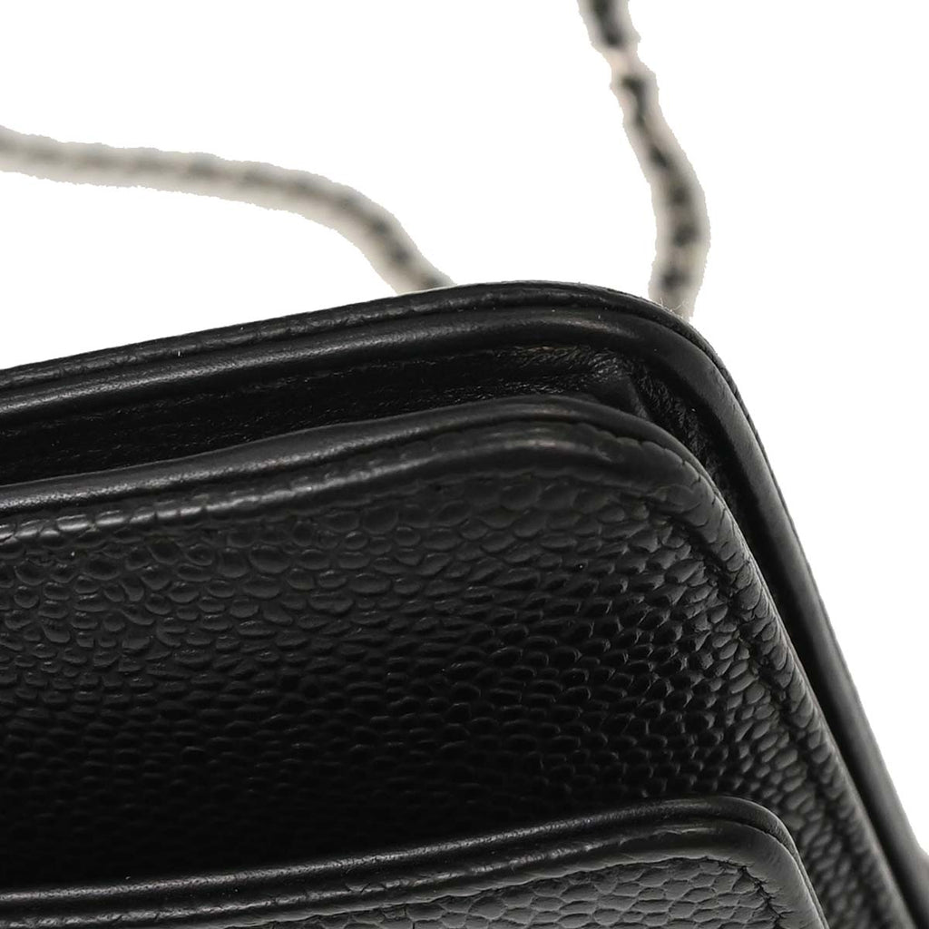 Chanel 2012 Black Caviar Timeless WOC Wallet on Chain Shoulder Bag