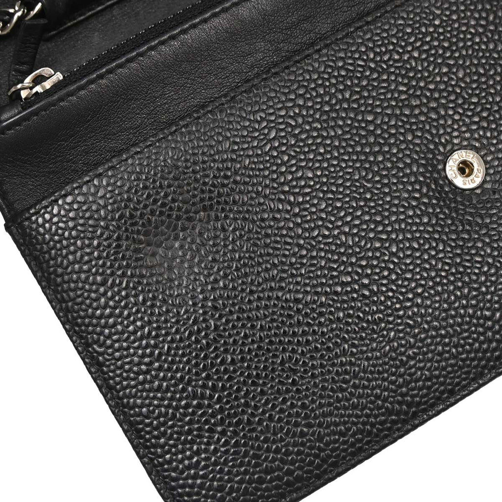 Chanel 2012 Black Caviar Timeless WOC Wallet on Chain Shoulder Bag