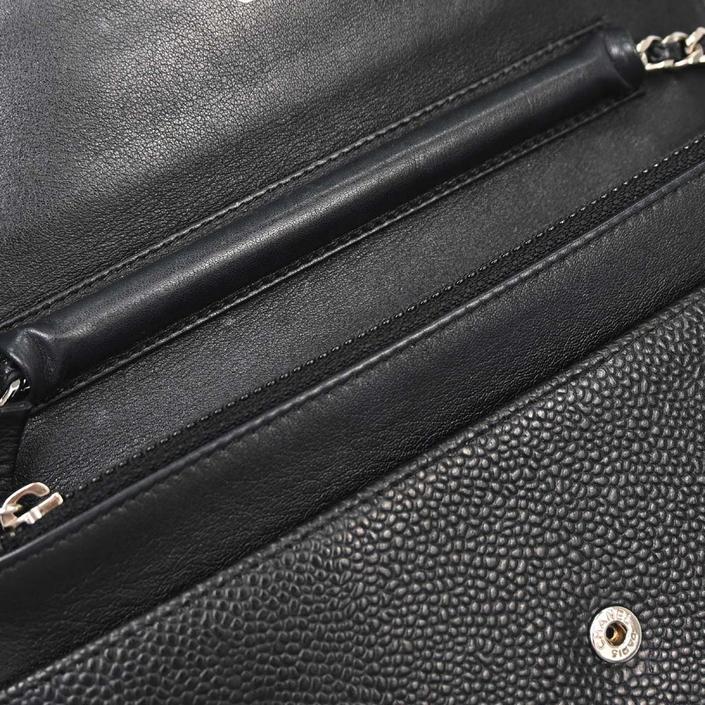 Chanel 2012 Black Caviar Timeless WOC Wallet on Chain Shoulder Bag