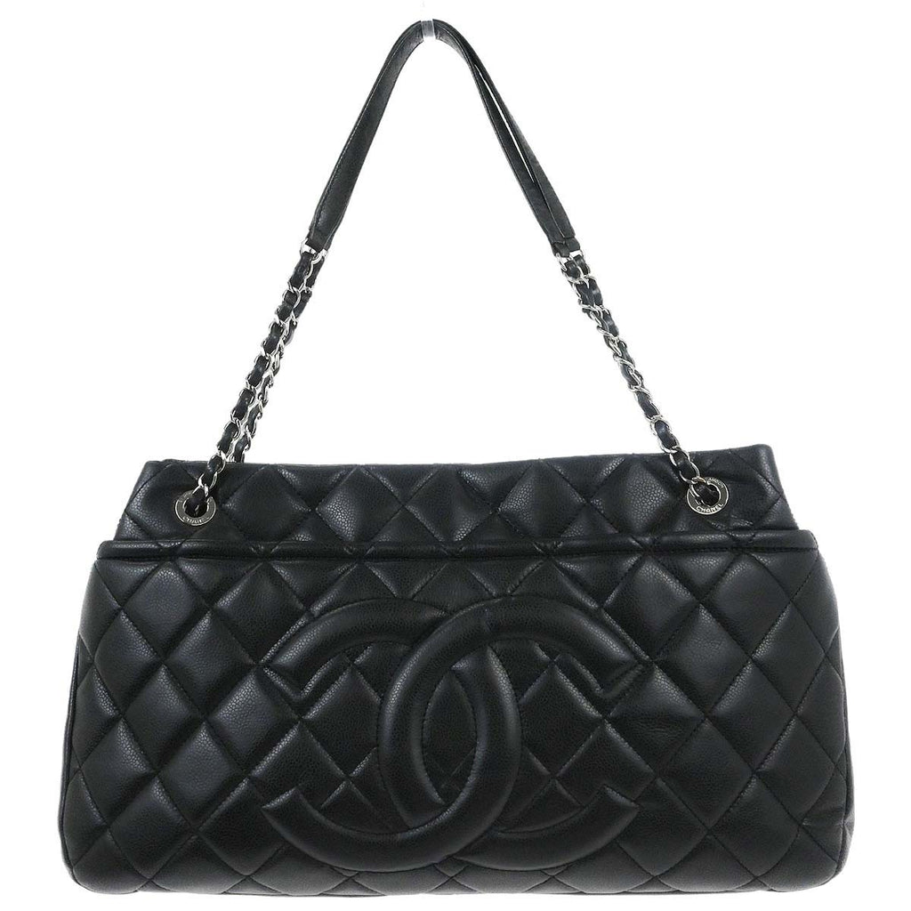 Chanel 2012 Black Caviar Timeless CC Chain Tote Bag