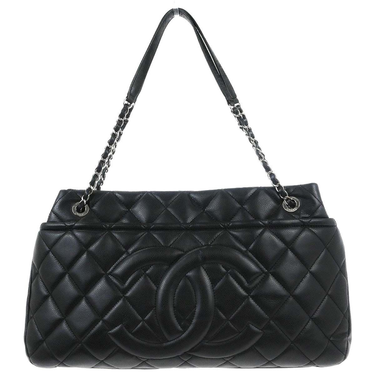 Chanel 2012 Black Caviar Timeless CC Chain Tote Bag