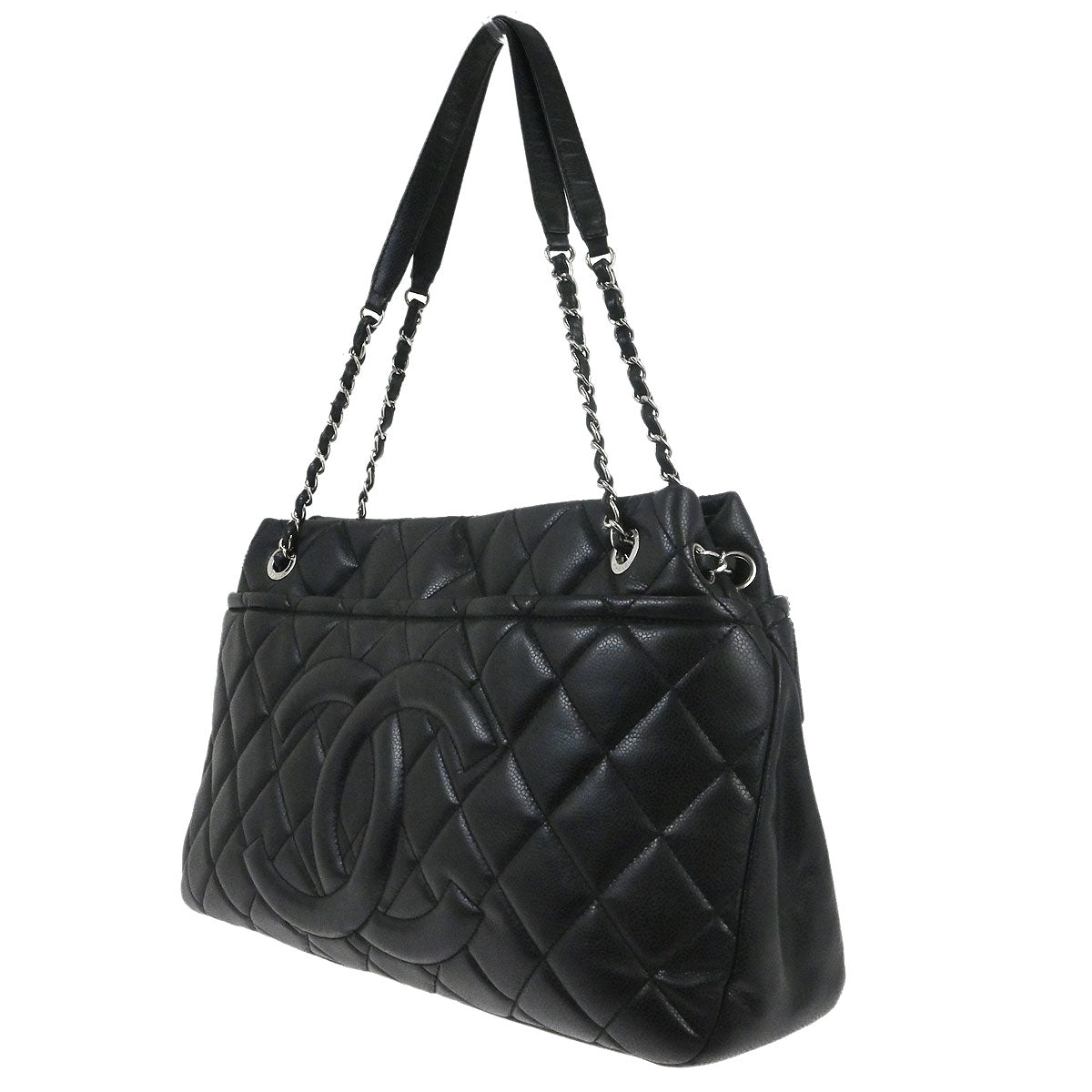 Chanel 2012 Black Caviar Timeless CC Chain Tote Bag