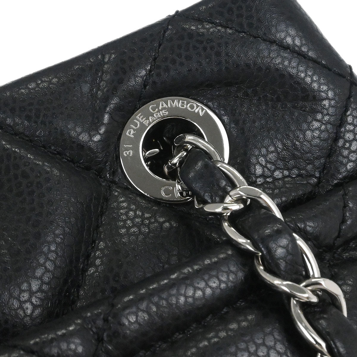 Chanel 2012 Black Caviar Timeless CC Chain Tote Bag