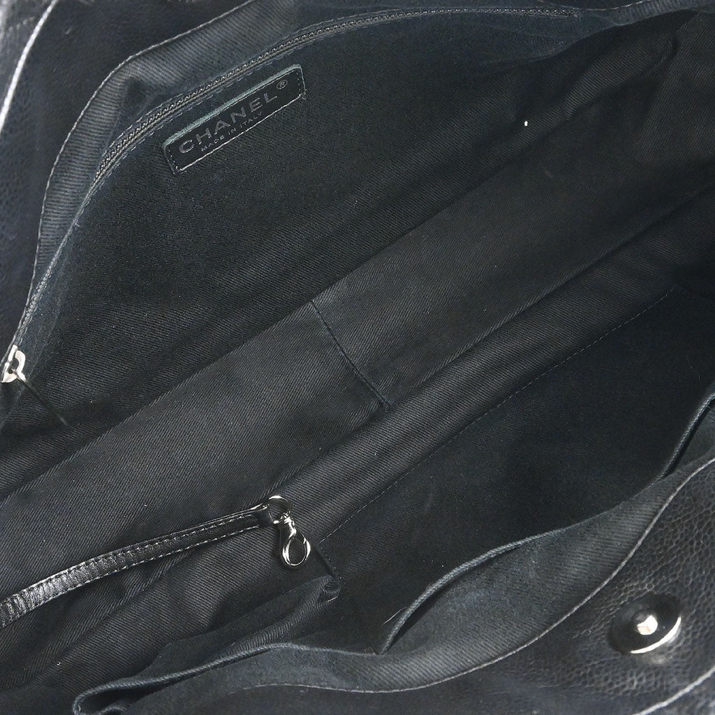 Chanel 2012 Black Caviar Timeless CC Chain Tote Bag