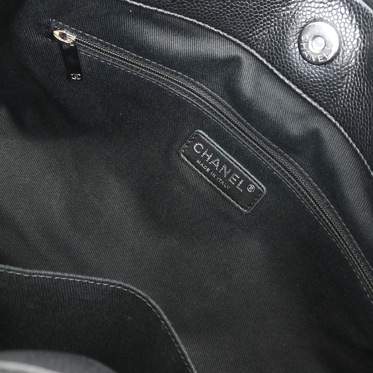 Chanel 2012 Black Caviar Timeless CC Chain Tote Bag