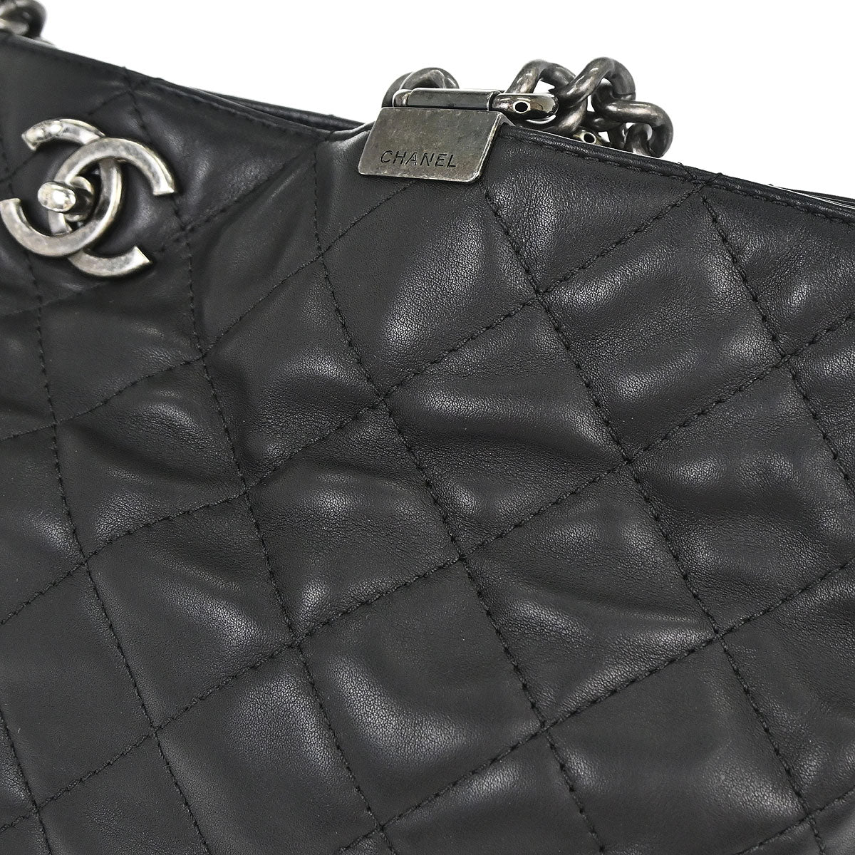 Chanel Black Calfskin Shopping In Chains 2way Shoulder Tote Bag