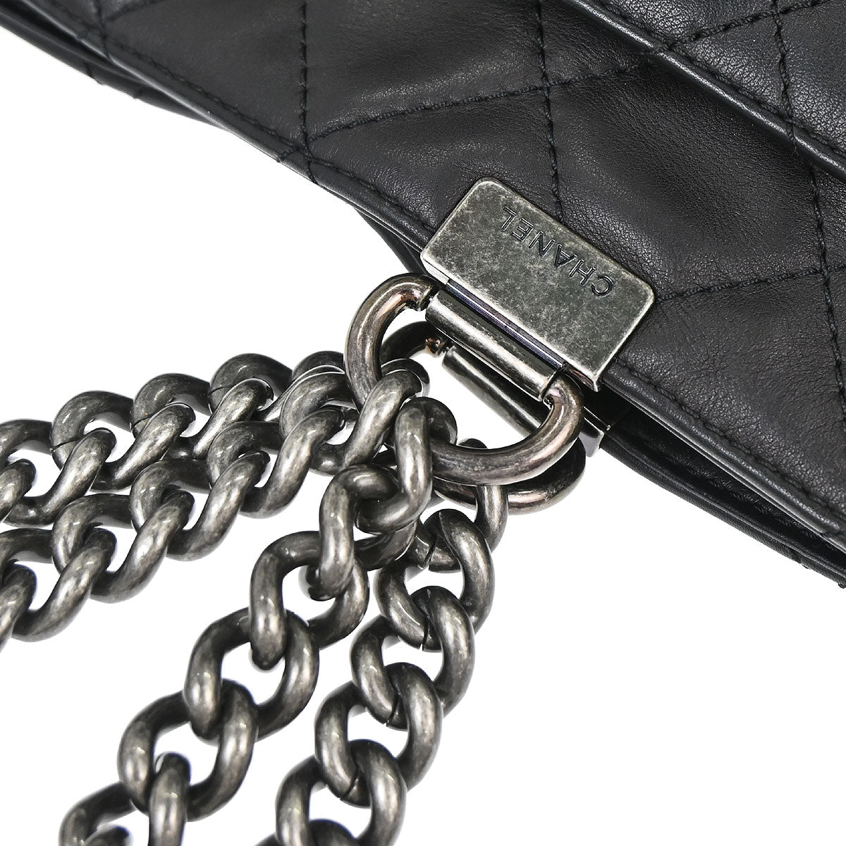 Chanel Black Calfskin Shopping In Chains 2way Shoulder Tote Bag