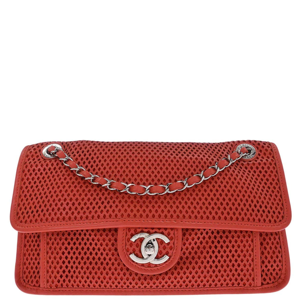 Chanel 2012-2013 Red Perforated Calfskin French Riviera Shoulder Bag
