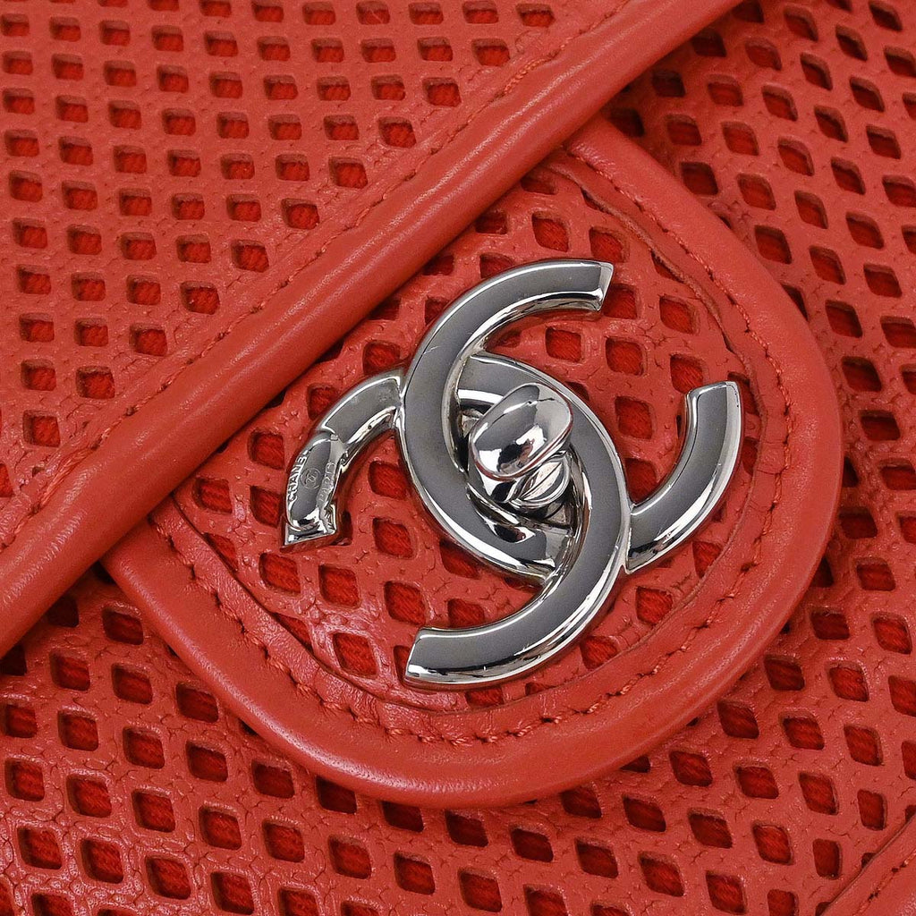 Chanel 2012-2013 Red Perforated Calfskin French Riviera Shoulder Bag