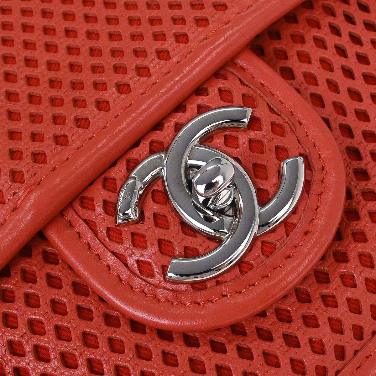 Chanel 2012-2013 Red Perforated Calfskin French Riviera Shoulder Bag