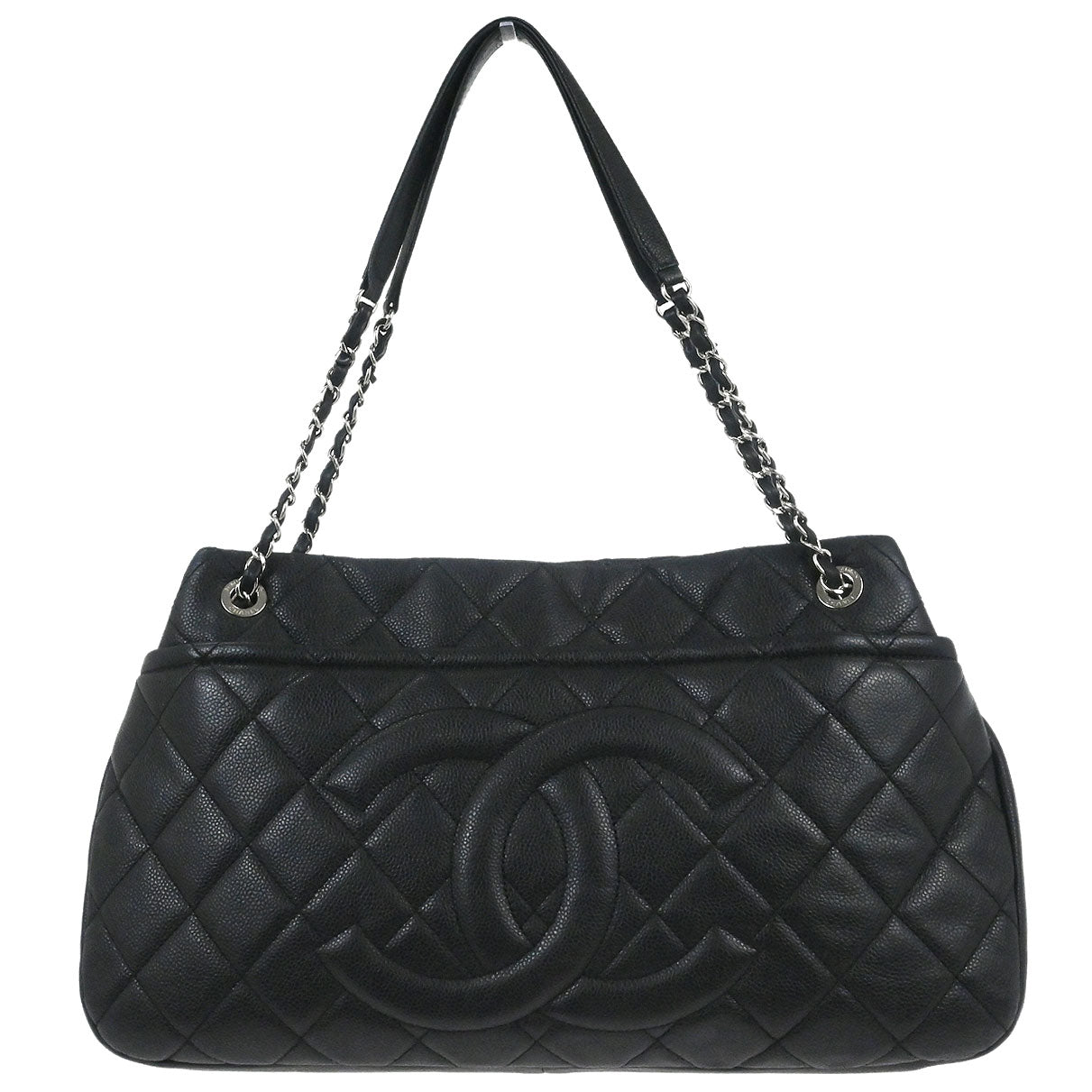 Chanel 2012 Black Caviar Timeless CC Chain Tote Bag