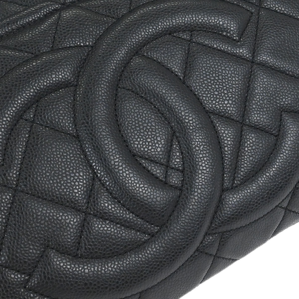 Chanel 2012 Black Caviar Timeless CC Chain Tote Bag
