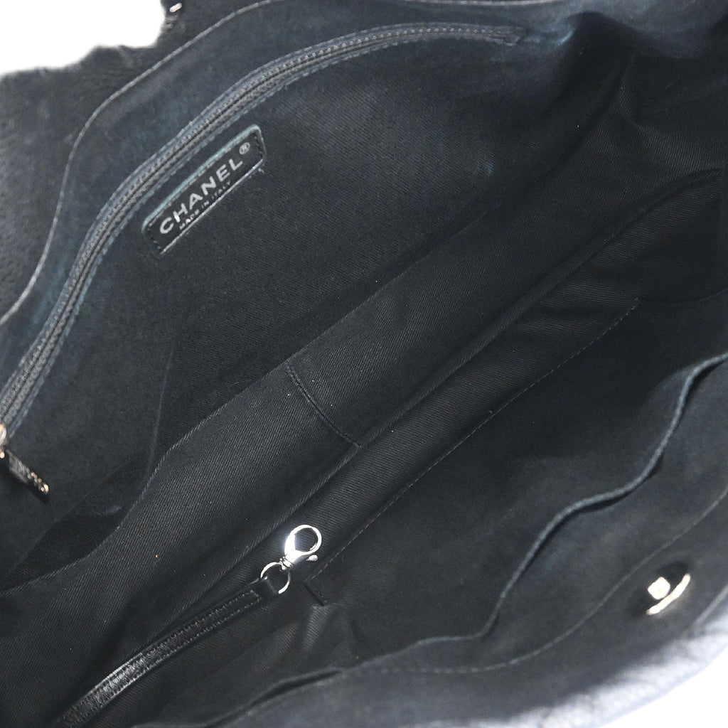 Chanel 2012 Black Caviar Timeless CC Chain Tote Bag