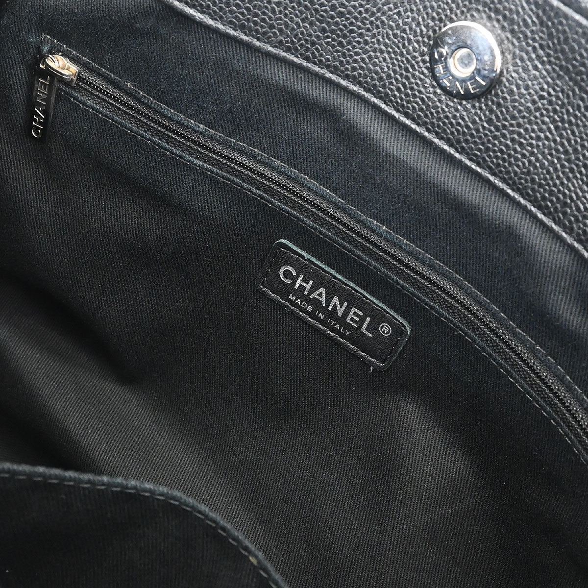Chanel 2012 Black Caviar Timeless CC Chain Tote Bag