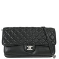 Chanel 2011 Black Lambskin Clams Pocket Accordion Flap Shoulder Bag