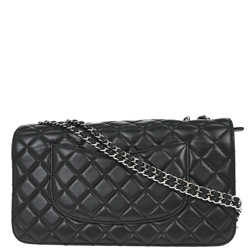 Chanel 2011 Black Lambskin Clams Pocket Accordion Flap Shoulder Bag