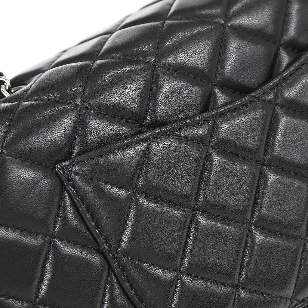 Chanel 2011 Black Lambskin Clams Pocket Accordion Flap Shoulder Bag