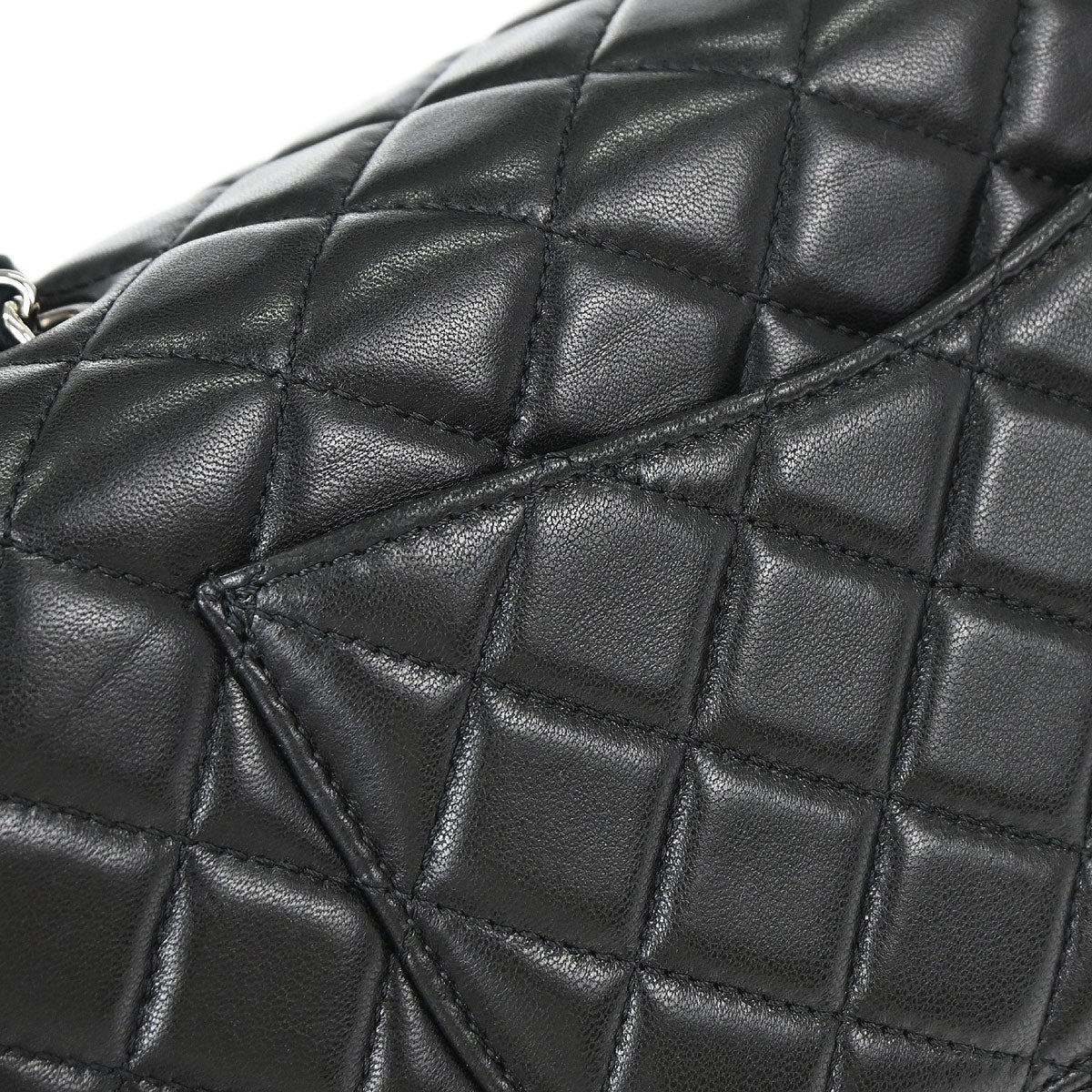 Chanel 2011 Black Lambskin Clams Pocket Accordion Flap Shoulder Bag