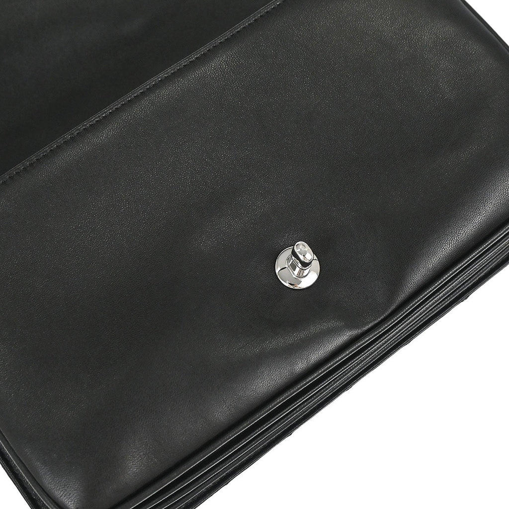 Chanel 2011 Black Lambskin Clams Pocket Accordion Flap Shoulder Bag