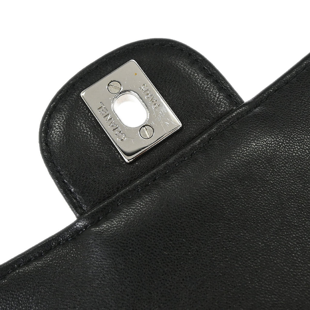 Chanel 2011 Black Lambskin Clams Pocket Accordion Flap Shoulder Bag