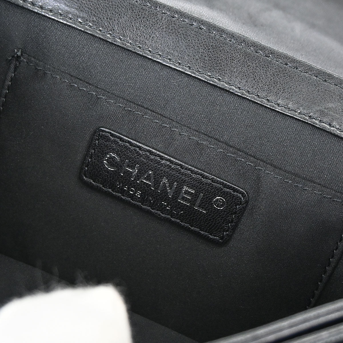 Chanel 2011 Black Lambskin Clams Pocket Accordion Flap Shoulder Bag