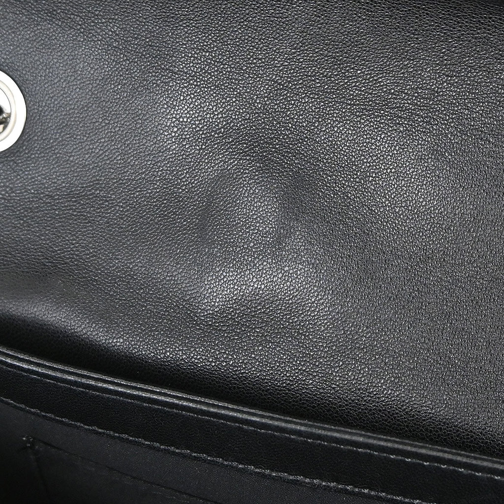 Chanel 2011 Black Lambskin Clams Pocket Accordion Flap Shoulder Bag