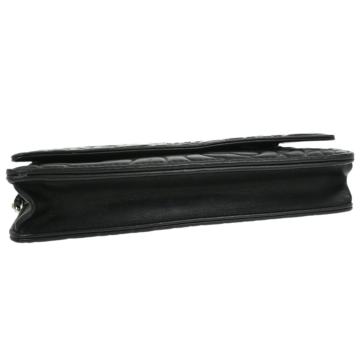 Chanel 2012 Black Lambskin Camellia WOC Wallet on Chain Bag