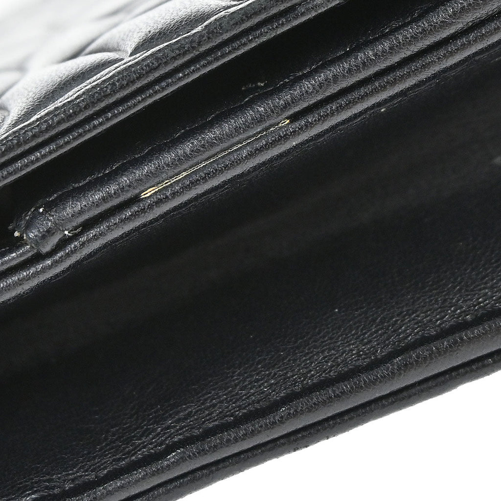 Chanel 2012 Black Lambskin Camellia WOC Wallet on Chain Bag