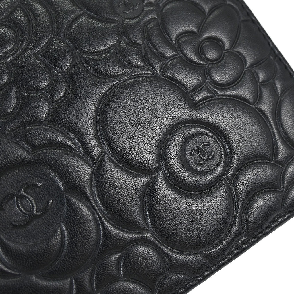 Chanel 2012 Black Lambskin Camellia WOC Wallet on Chain Bag