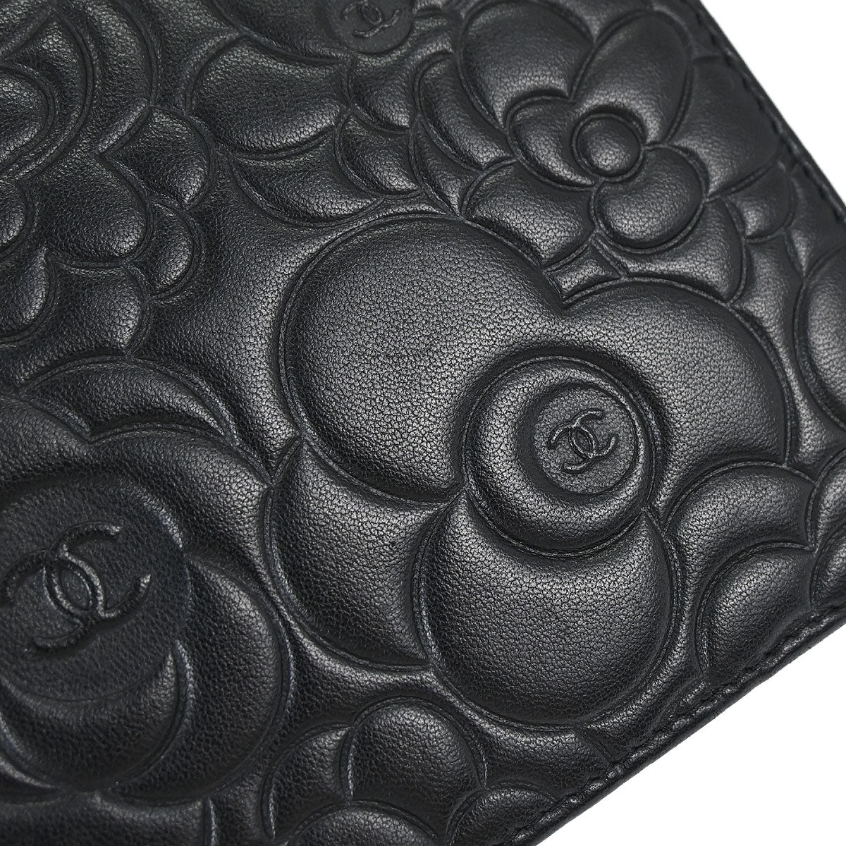 Chanel 2012 Black Lambskin Camellia WOC Wallet on Chain Bag