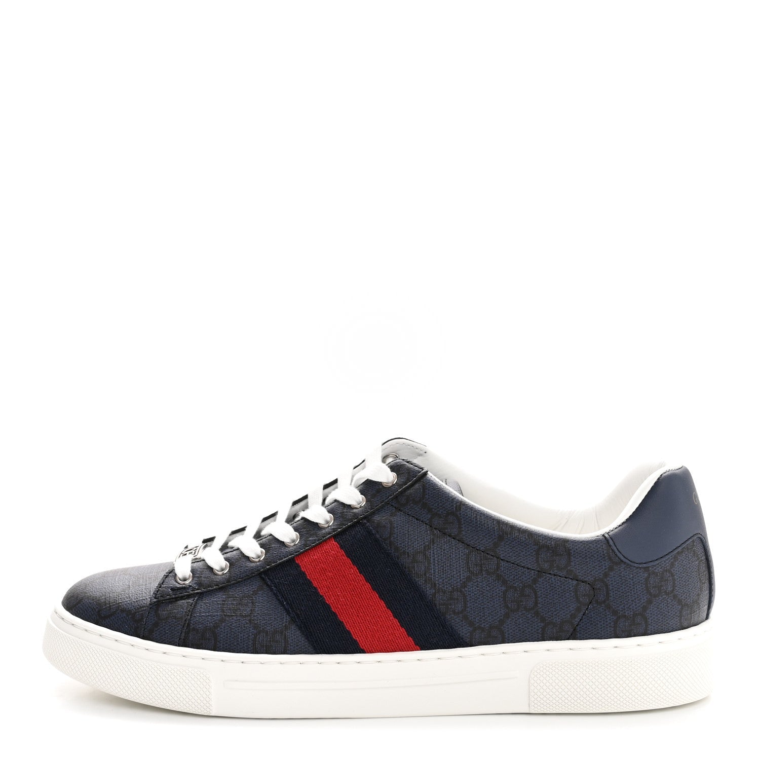 Gucci GG Supreme Monogram Web Mens New Ace Sneakers 8.5 Dark Blue