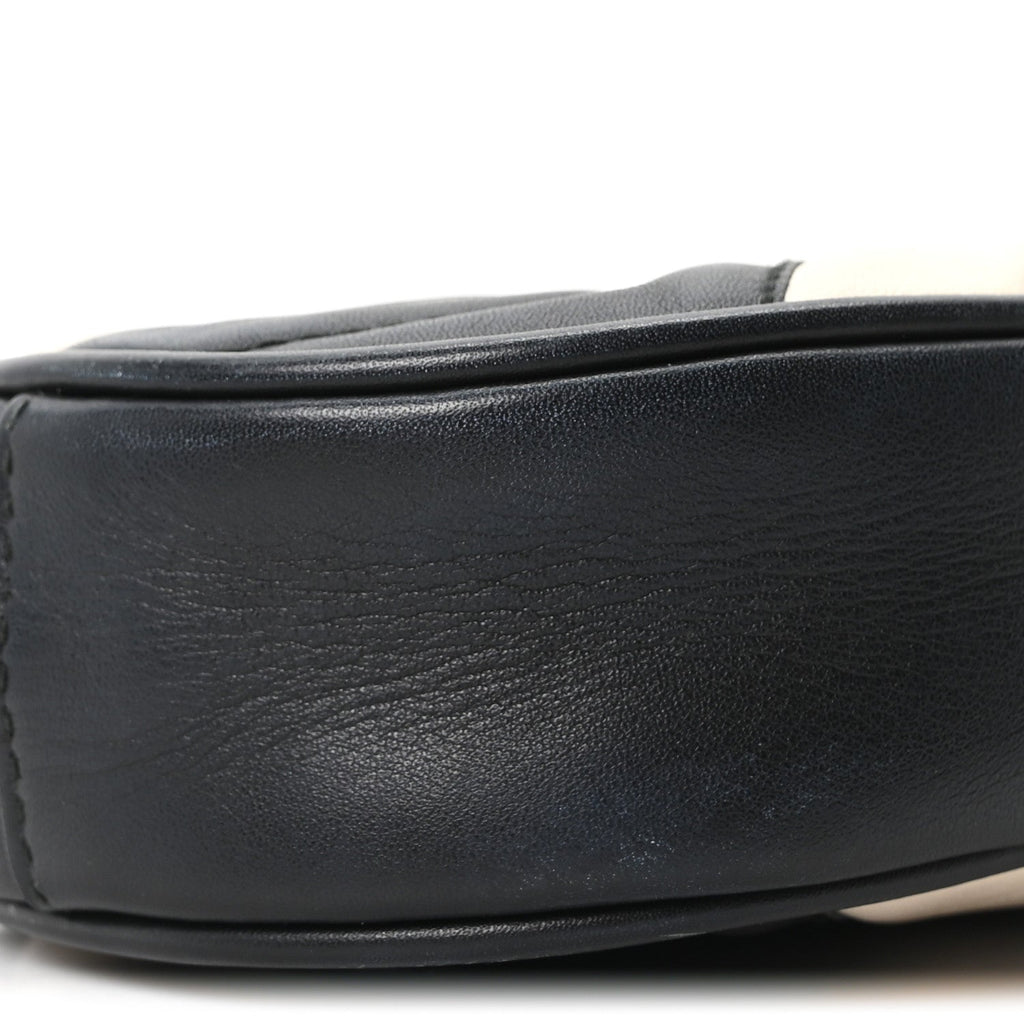 Gucci Calfskin Matelasse GG Marmont Belt Bag 85 34 Black White