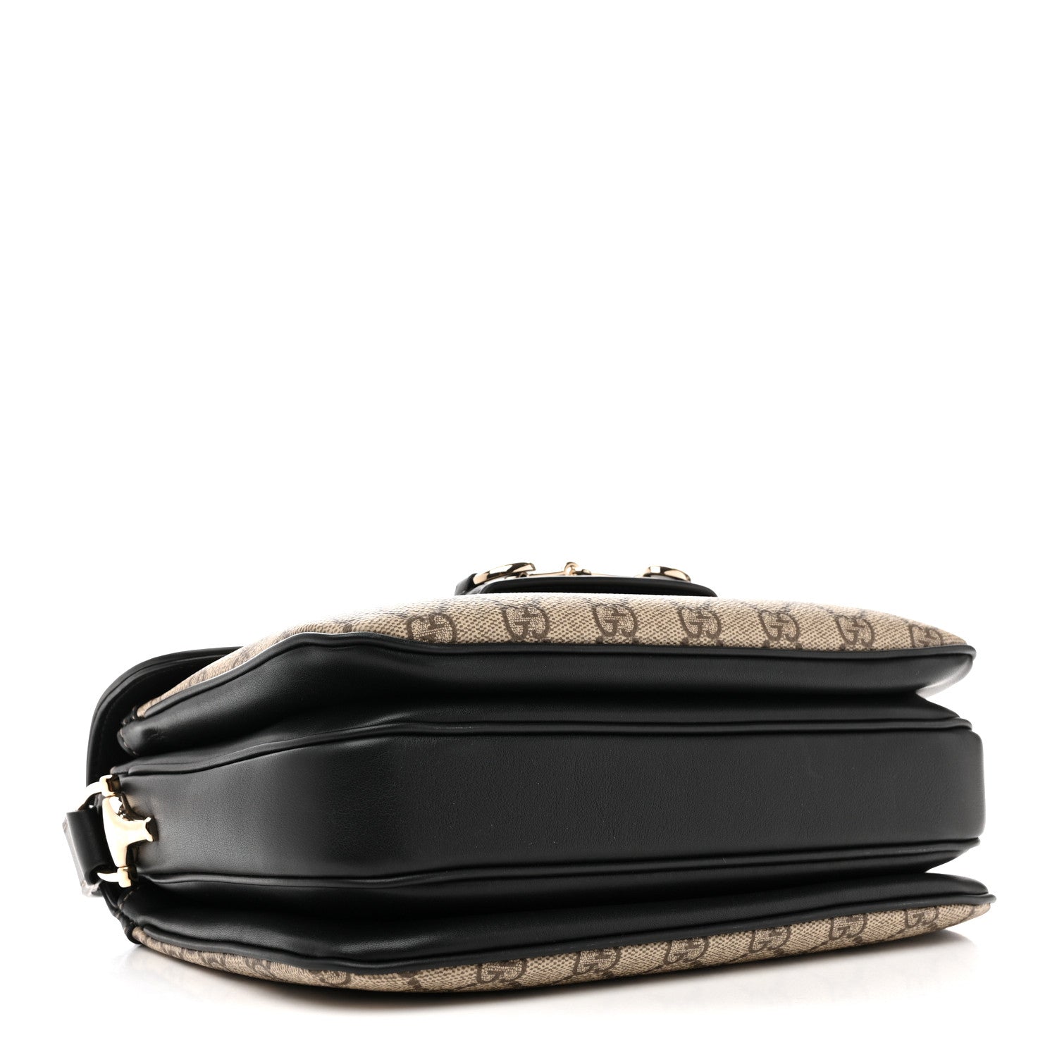 Gucci GG Supreme Monogram Horsebit 1955 Soft Small Shoulder Bag Beige Black
