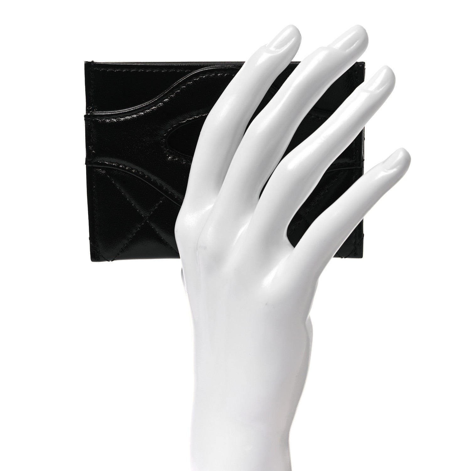 Chanel Shiny Crumpled Calfskin Quilted 31 Card Holder Black