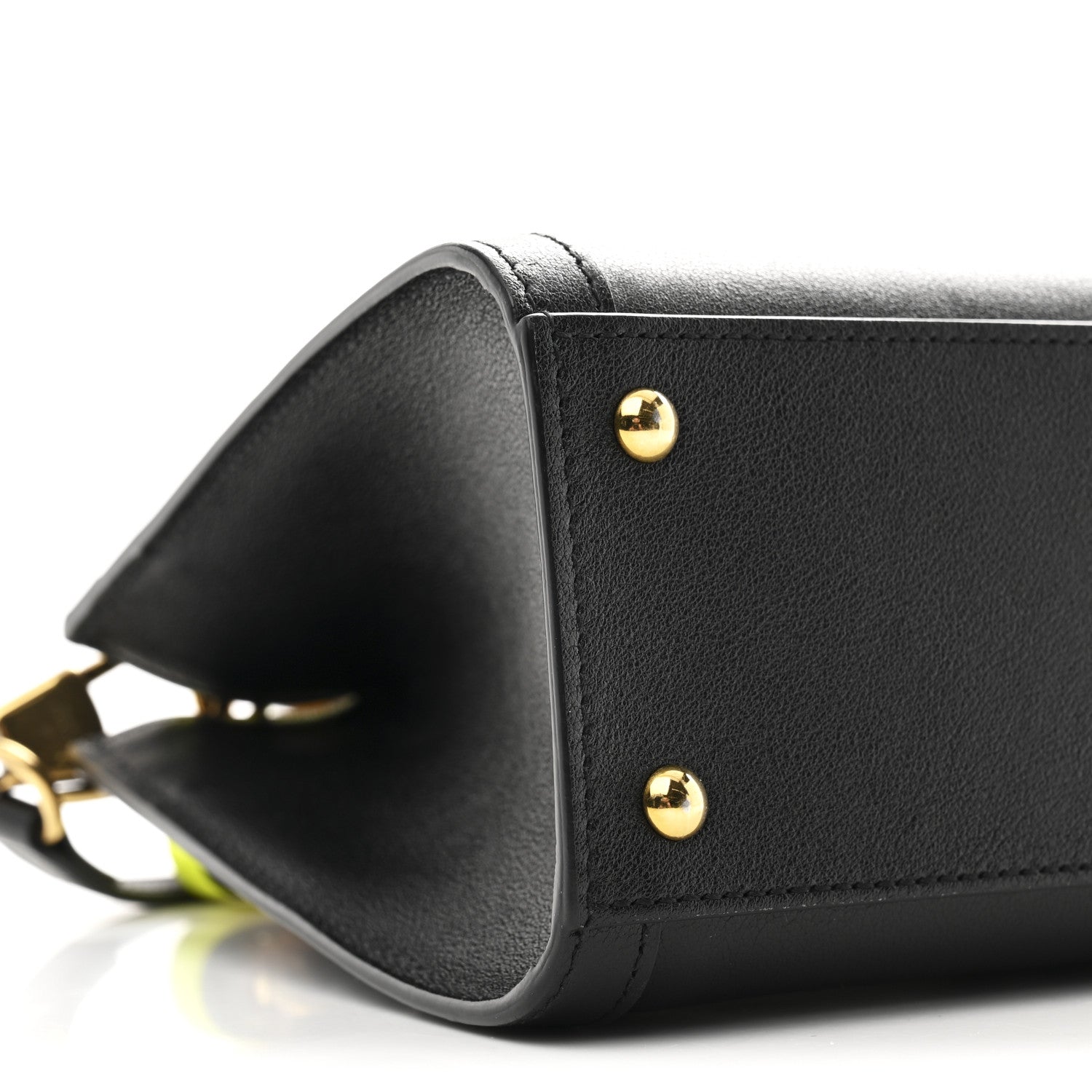Gucci Wonka Grain Calfskin Mini Diana Tote Bag Black Yellow Fluo